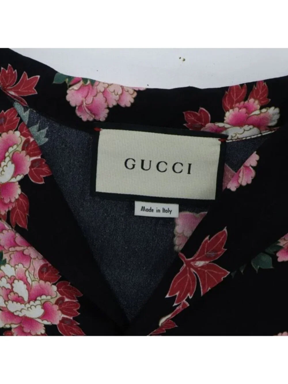 Gucci GG Peony Set Short Sleeve Silk Top 50 Pants 52 Black Floral Color Apa